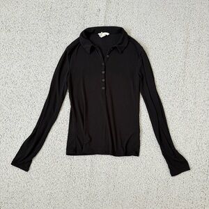 H&M Black Long Sleeve Polo Top Size M